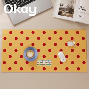 okay覆古波点滑鼠垫家用办公书桌垫简约高级感电竞电脑键盘桌面垫