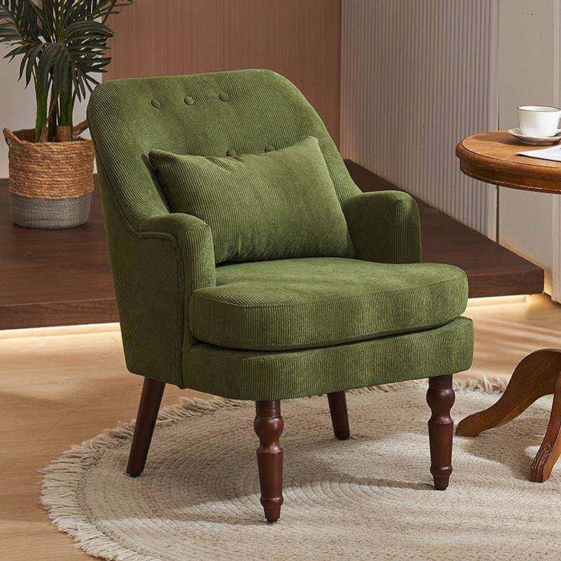 美式单人沙发复古欧式卧室接待布艺实木小沙发格子沙发阳台休闲椅