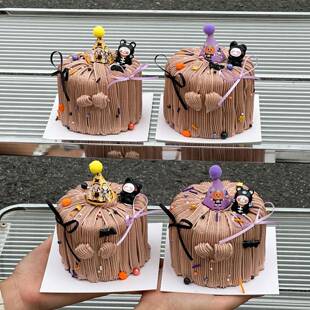 2025万圣节蛋糕装饰可爱迷你毛球帽树脂木乃伊摆件狂欢夜派对插件