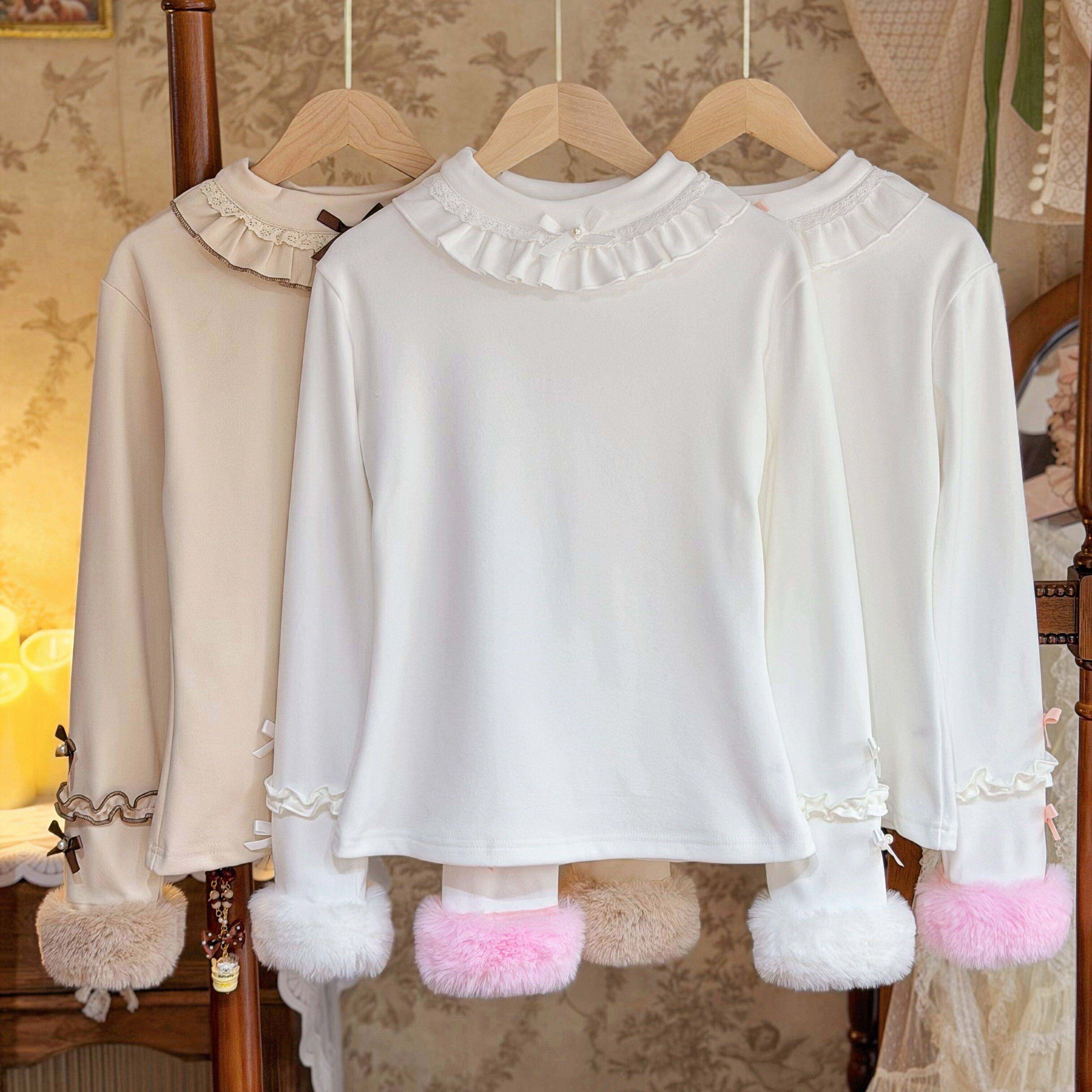 果冻少女原创花边立领加绒加厚Lolita毛衣内搭德绒秋冬保暖百搭,模玩/动漫/周边/娃圈三坑/桌游,lolita衬衫/内搭,淘宝优惠券,粉丝福利购,淘宝优惠卷