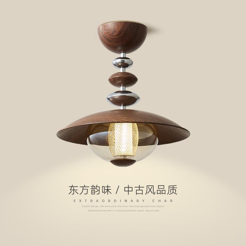 中古风走道灯走廊灯法式覆古入户玄关灯胡桃木色阳台灯衣帽间吊灯