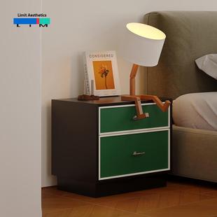 LIM界限中古风床头柜复古双层床边柜拼色撞色储物小柜子烤漆定制Z