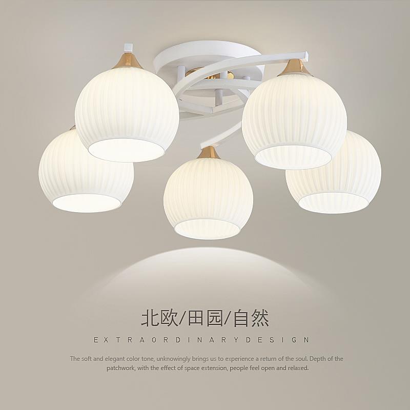 餐厅吊灯现代简约奶油风创意南瓜灯极简书房卧室吸顶北欧客厅灯具