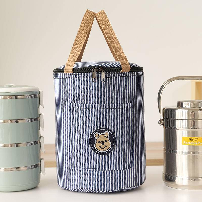 圆形保温便当盒袋铝箔加厚手提包上班族带饭装饭桶的