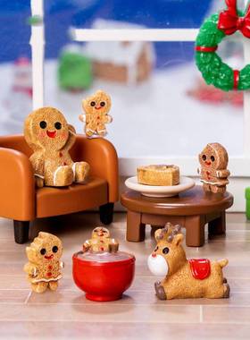 跨境外贸微景观创意圣诞节姜饼人造雪景 DIY装饰品桌面迷你小摆件