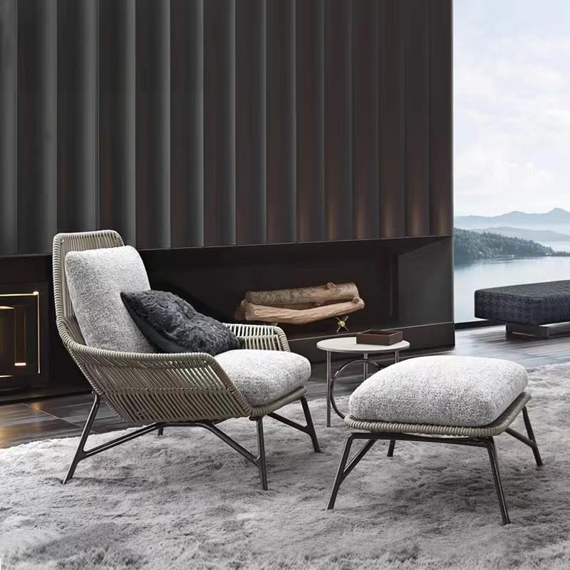 户外庭院沙发单人简约休闲阳台别墅民宿藤椅防晒防水茶几椅子组合