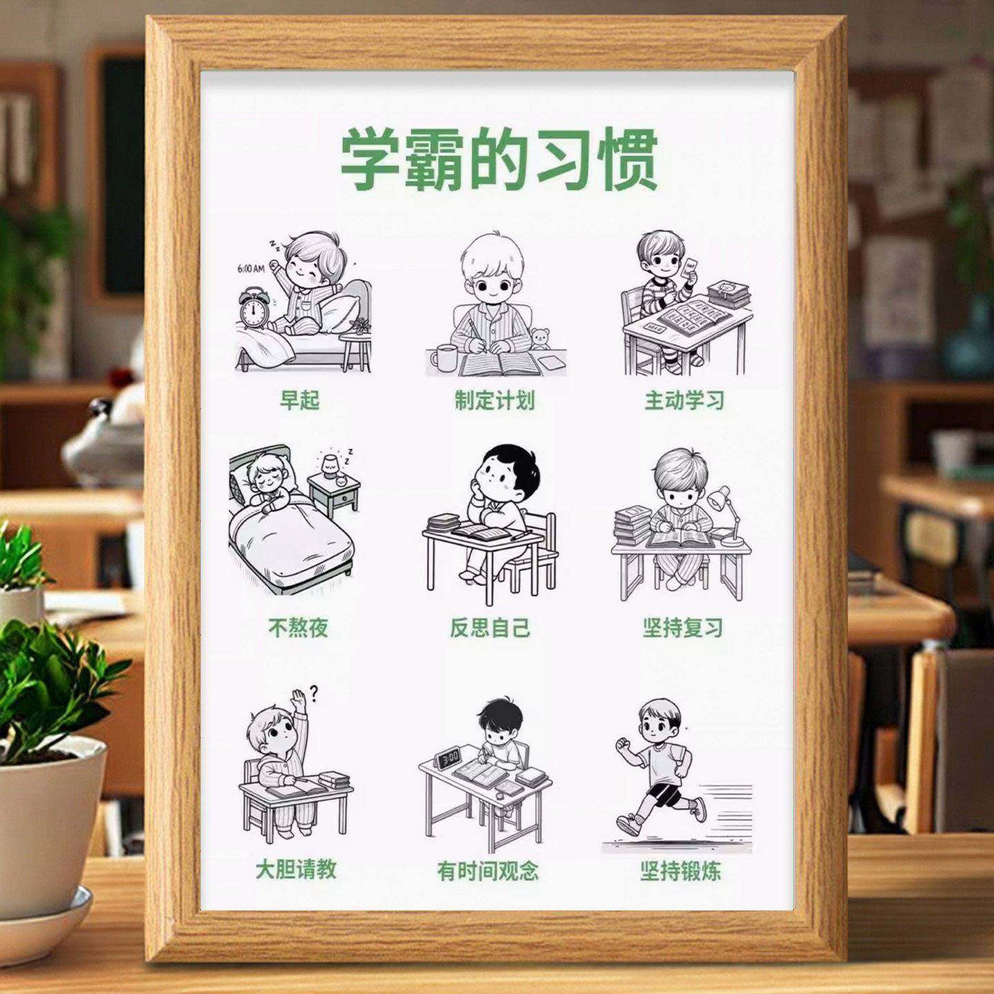 学霸的习惯学生桌面学习摆台激励自己自律治愈系相框墙面装饰摆件,家居饰品,桌面摆台画,淘宝优惠券,粉丝福利购,淘宝优惠卷