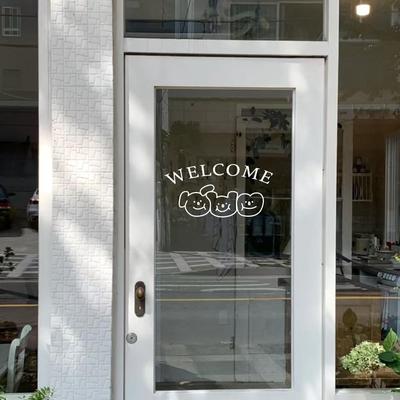 WELCOME Have a good time可爱猫狗店铺橱窗玻璃门镜子装饰贴纸