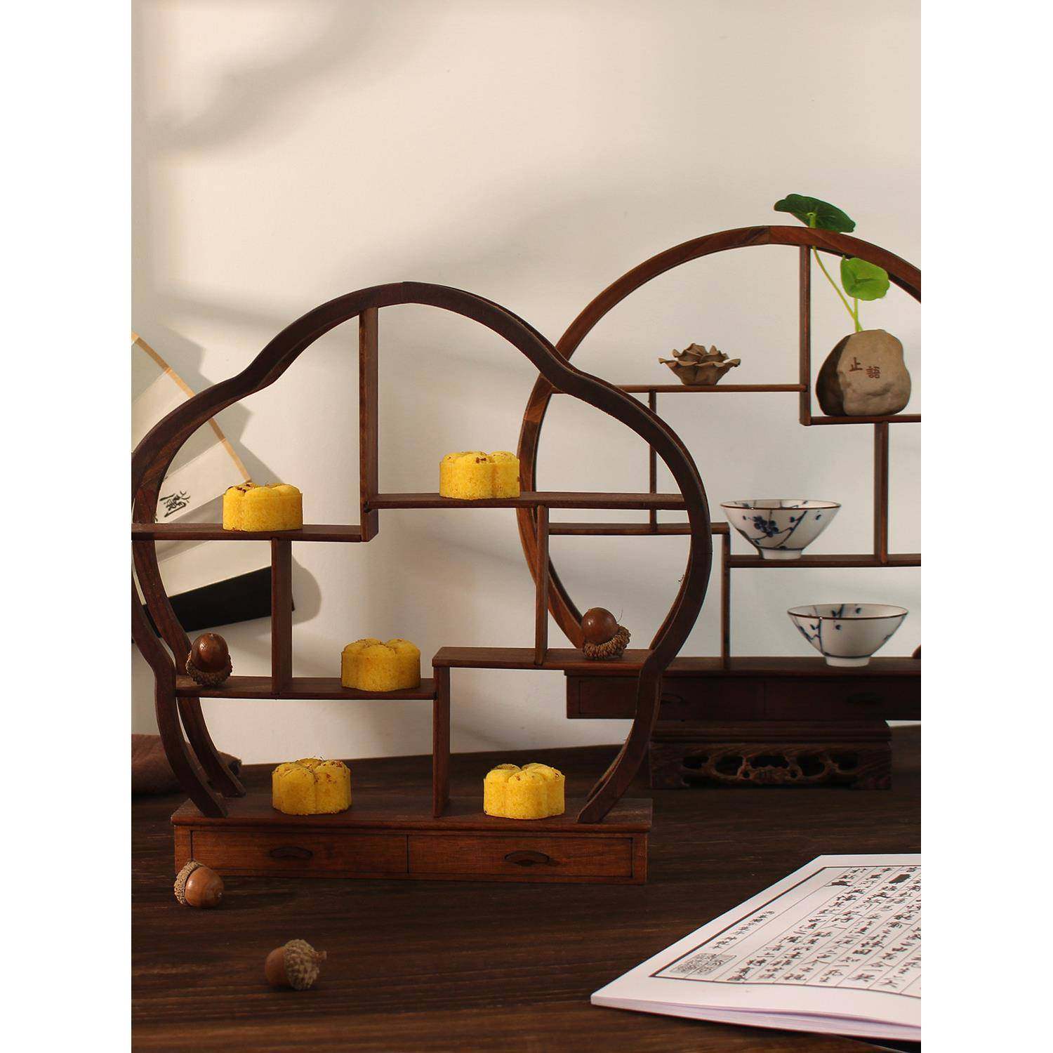 中式古风订婚布置装饰家居桌面玄关摆件博古架甜品架拍照摄影道具,家居饰品,桌面摆件,淘宝优惠券,粉丝福利购,淘宝优惠卷
