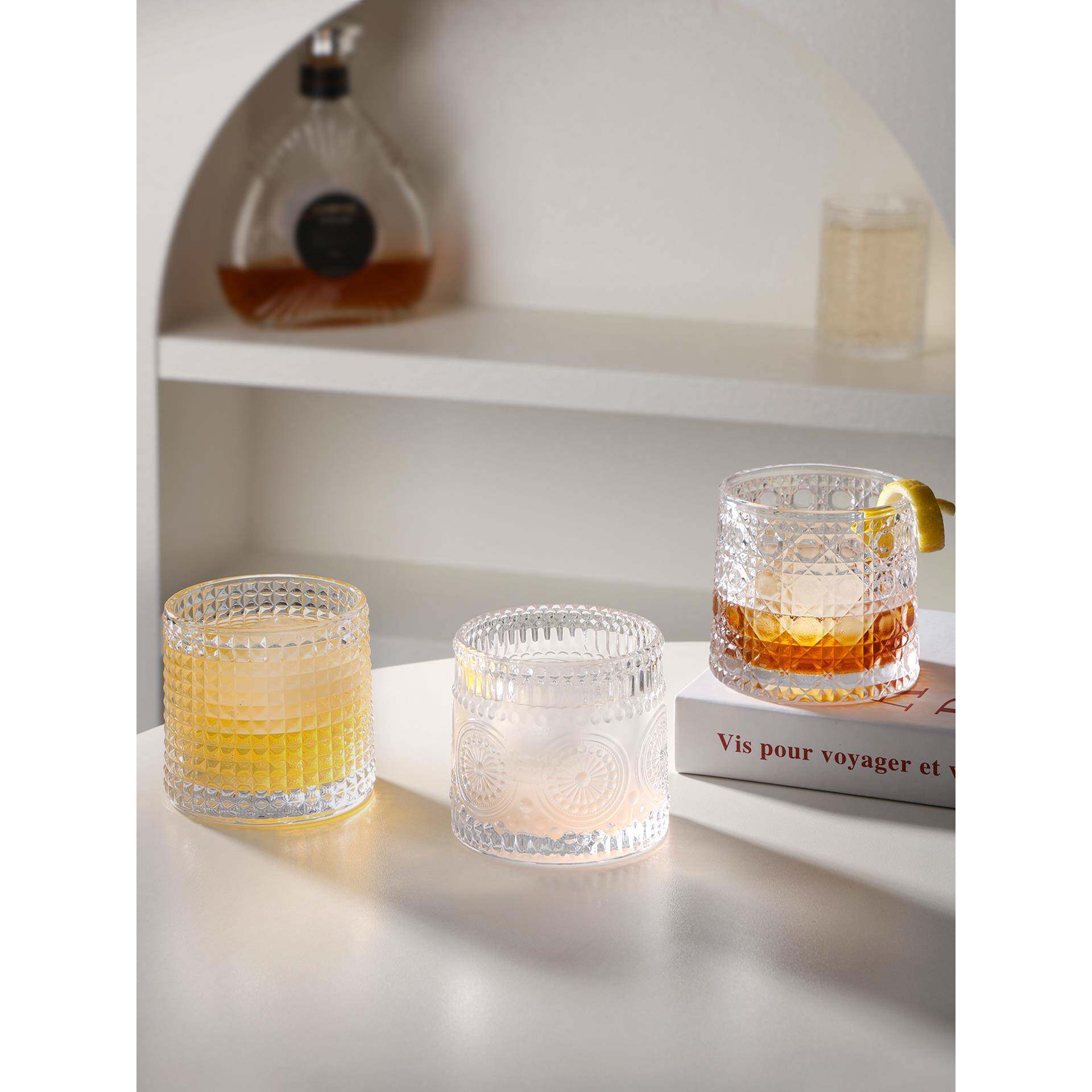 星屿 创意转转威士忌酒杯平底款ins风玻璃杯高颜值水杯洋酒咖啡杯