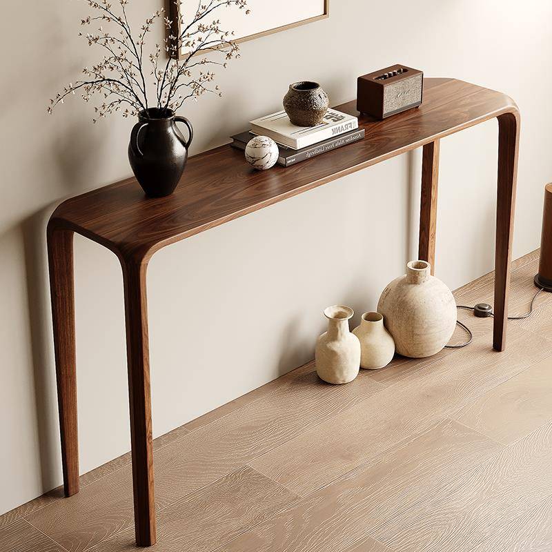 中式老榆木玄关桌中古黑胡桃供桌新中式入户玄关台实木条案端景台