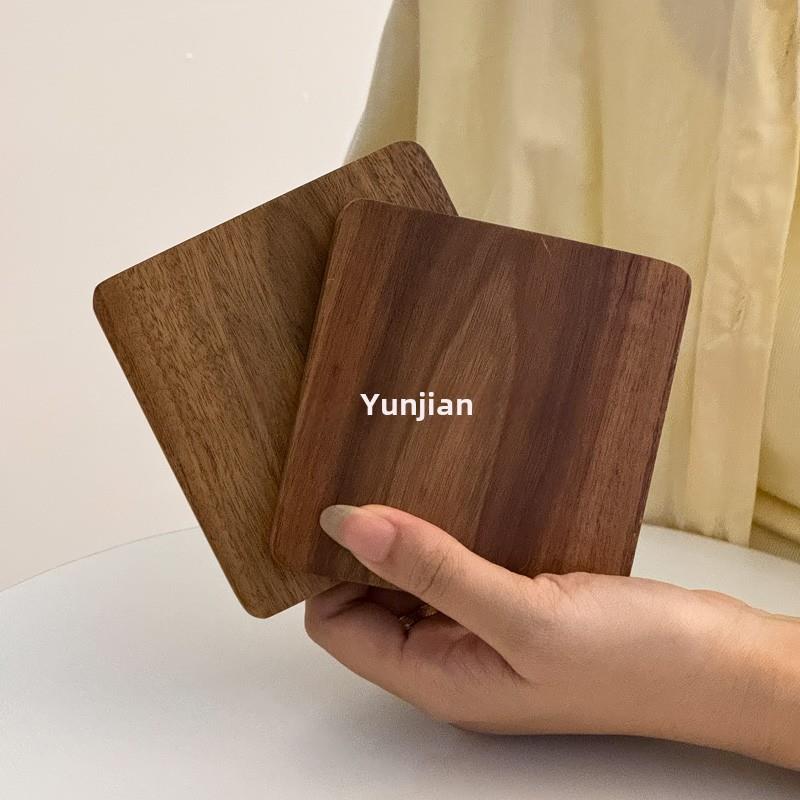 覆古风相思木杯垫方形酒杯托家用茶杯隔热垫创意水杯咖啡杯防烫垫