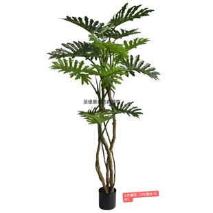 彷真春羽盆栽喜林芋盆栽龟背芋彷生绿植盆景北欧ins大型落地装饰