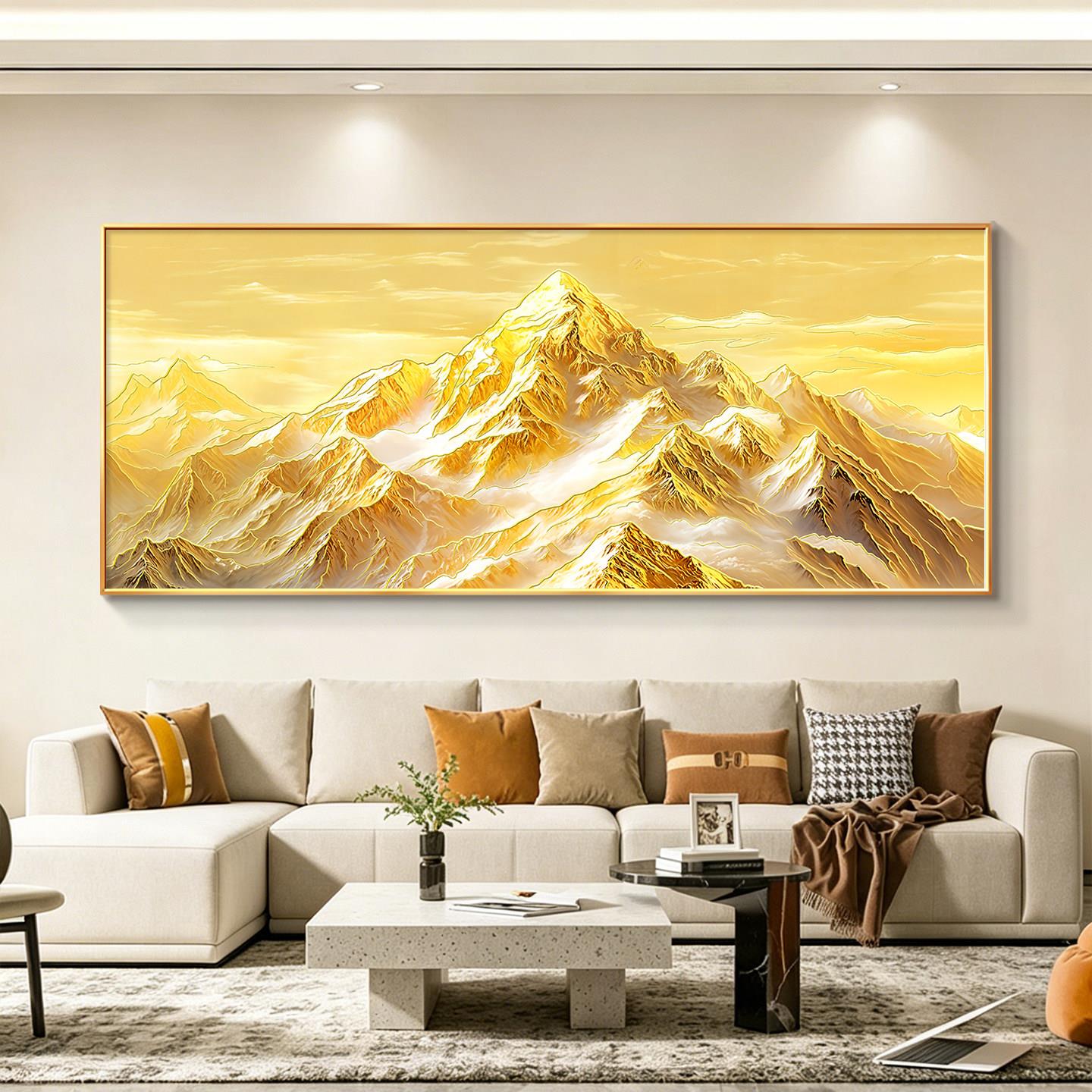 立浮雕画日照金山景画客厅装饰画轻奢高级感沙发背墙体挂202QWL39