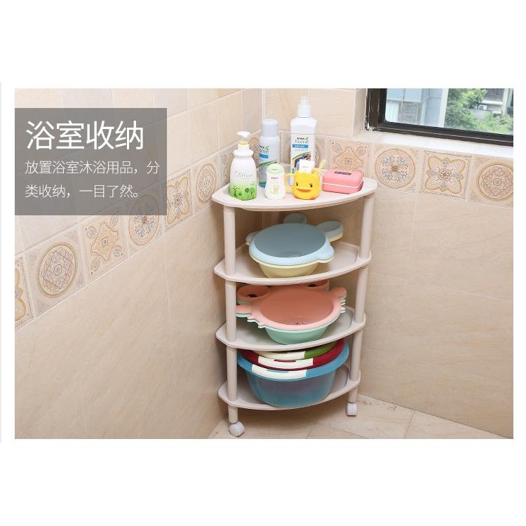 加厚大号化妆浴室置物塑架料脸架盆架厨房收纳EYI落地三角室架滑