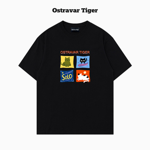 专柜新款 女t恤上衣 Ostravar Tiger潮牌2025夏慵懒风宽松纯棉短袖