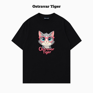 专柜新款 女t恤上衣 Ostravar Tiger潮牌2025夏慵懒风宽松纯棉短袖