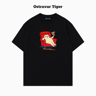 专柜新款 女t恤上衣 Ostravar Tiger潮牌2025夏设计感宽松纯棉短袖