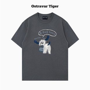 潮牌2026夏宽松纯棉黑白短袖 Tiger美式 男女重磅t恤 Ostravar 新款