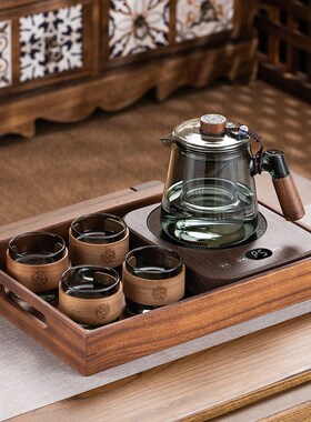 新款加厚防爆耐高温玻璃煮茶壶烟灰色煮茶器电陶炉小容量泡茶套装
