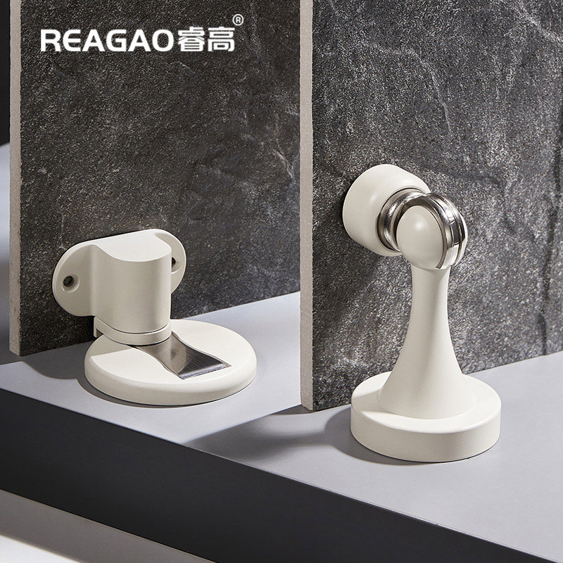 睿高黄铜门吸静音强磁力墙装防风室内门顶门挡器护墙防撞米白地吸