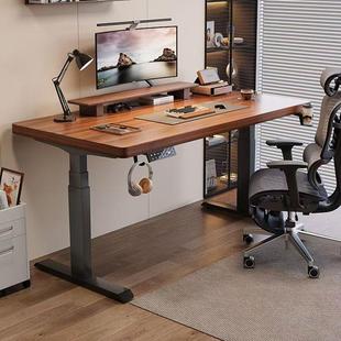 智能电动升降桌实木电脑桌可升降学习办公书桌电竞桌家用工作台