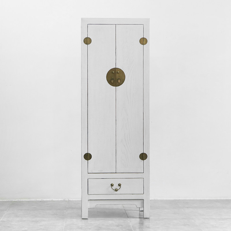 新中式衣柜简约复古2门卧室实木榆木储物立柜书柜装饰门厅柜定制