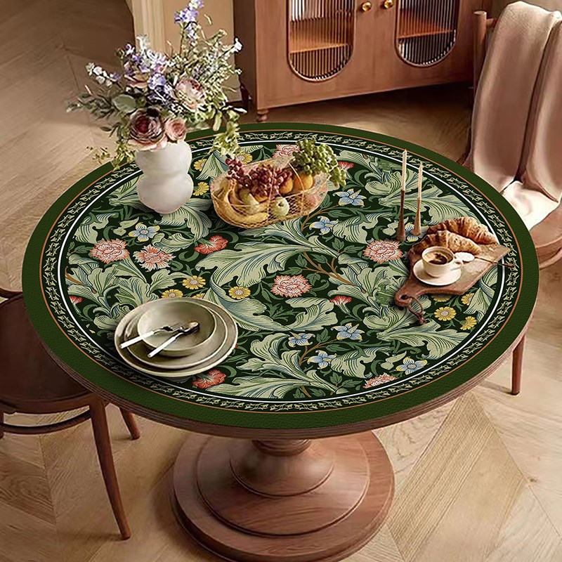 美式欧式圆桌垫桌布防水防油免洗茶几垫布桌面防烫隔热皮革台面垫