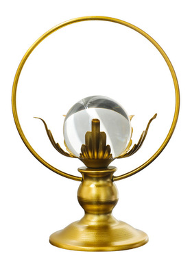 北欧简约铁艺金色莲花水晶球摆件客厅餐厅酒柜玄关书架装饰摆设