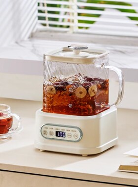巴森全玻璃养生壶家用多功能煮茶器小型办公室花茶壶小方炖D1plus