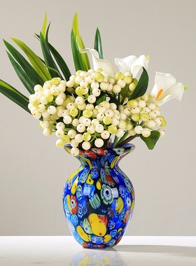 玻璃彩色艺术花瓶油画系摆件餐桌酒店客厅插花花器玄关软装饰摆设