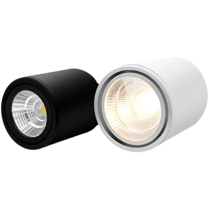 无主灯圆形明装射灯led 可调角度吸顶式防眩射灯家用餐厅客厅筒灯