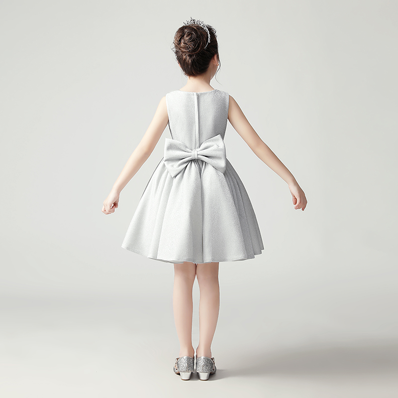 儿童伴娘婚纱短款公主裙洋气高端女童钢琴演奏主持人表演出晚礼服