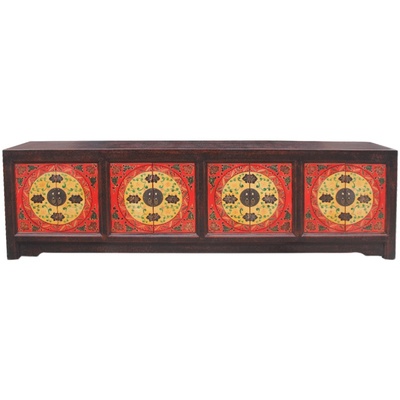 新古典手绘飘窗柜子可坐窗台柜卧室多功能电视柜炕柜被柜农村家具