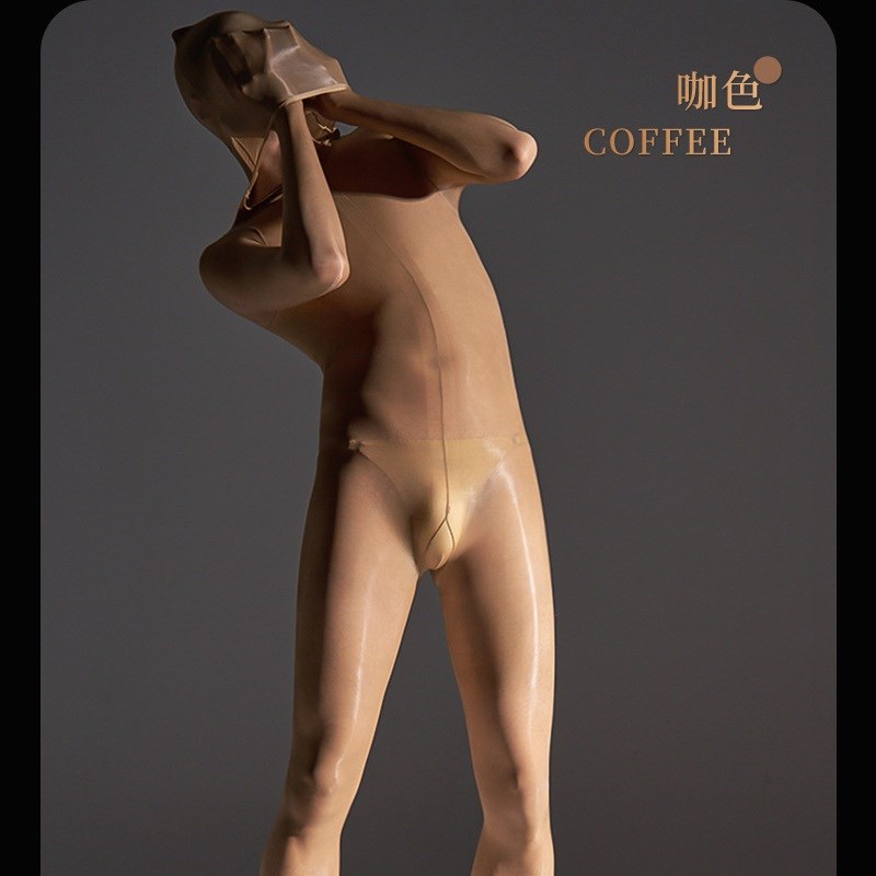 马油袜男士丝滑全身衣油亮紧身连体衣防勾丝连裤性感后脱五指黑丝