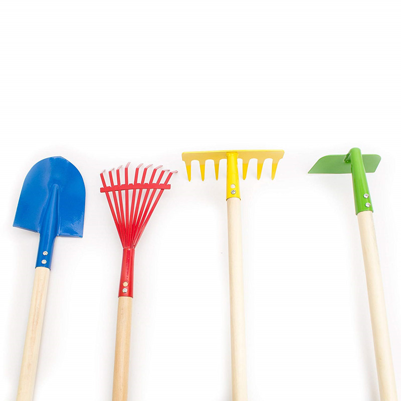 儿童沙滩铲大号园艺玩具小铁铲子花锄耙子园林工具四件套装包邮