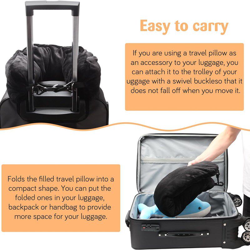 新款U形枕旅行枕头可填充衣服行李枕套柔软毛绒填充多功能款户外