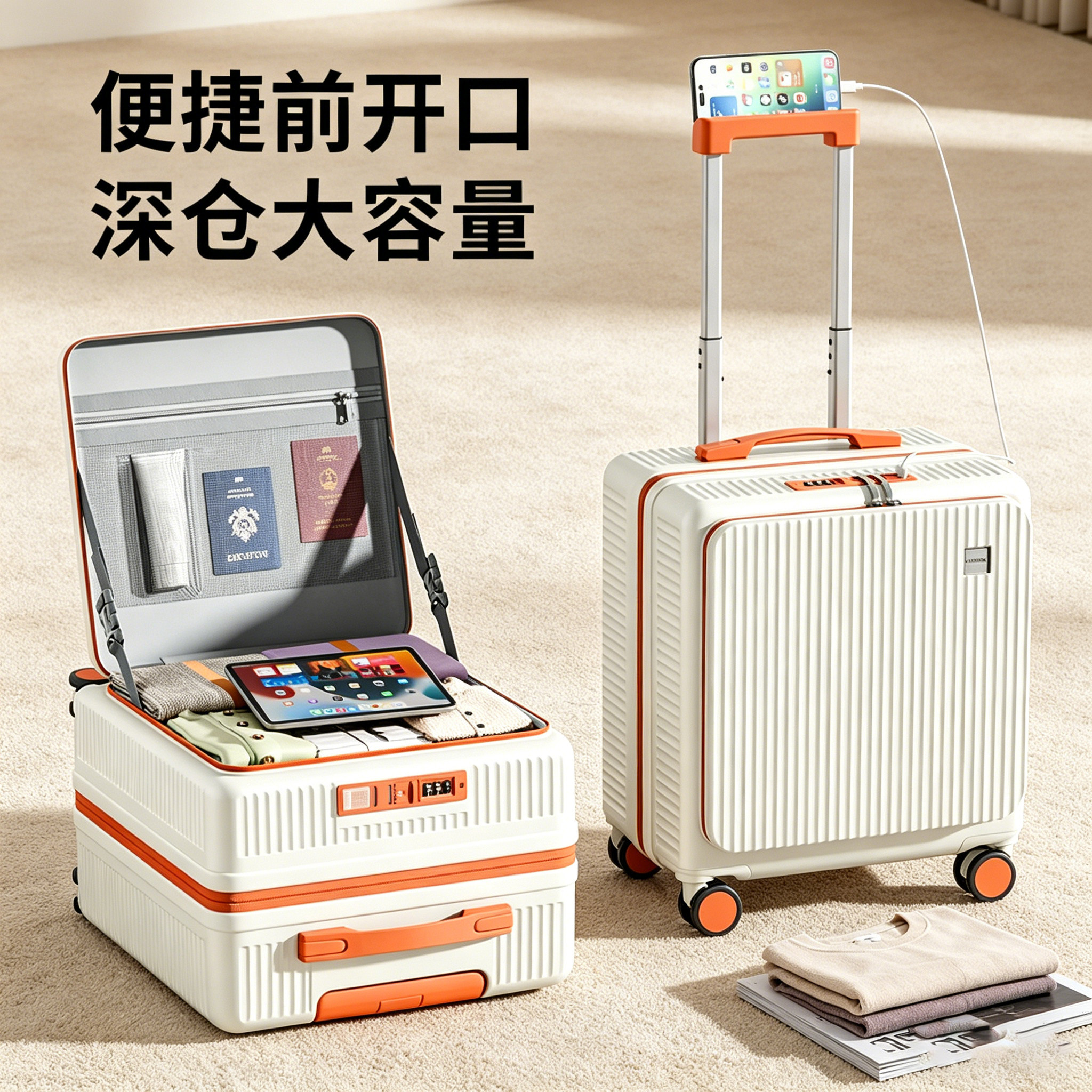 侧开盖小型行李侧开盖轻便18寸清新品质密码箱可登机旅行箱女学生