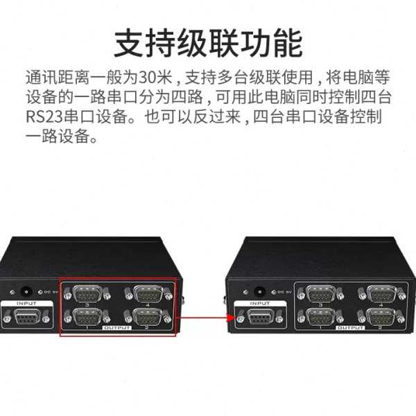 迈拓维矩MT-RS104 串口分配器1进4出RS232分配器 支持双向和级联
