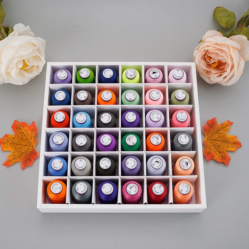 家用彩色手工刺绣线电脑绣花线 36色120D高亮涤纶绣花线套装550码