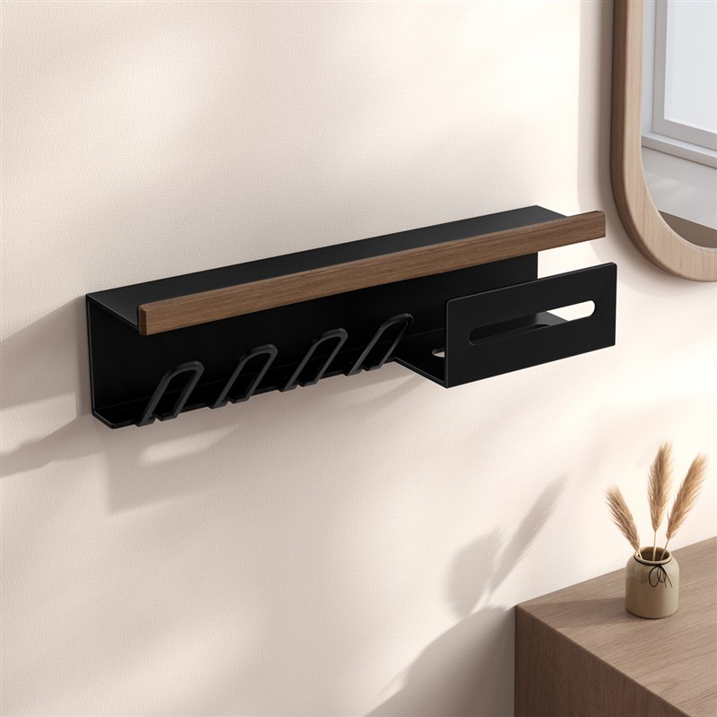 卫生间实木牙刷置物架免打孔壁挂式漱口杯刷牙杯收纳洗脸巾纸巾架