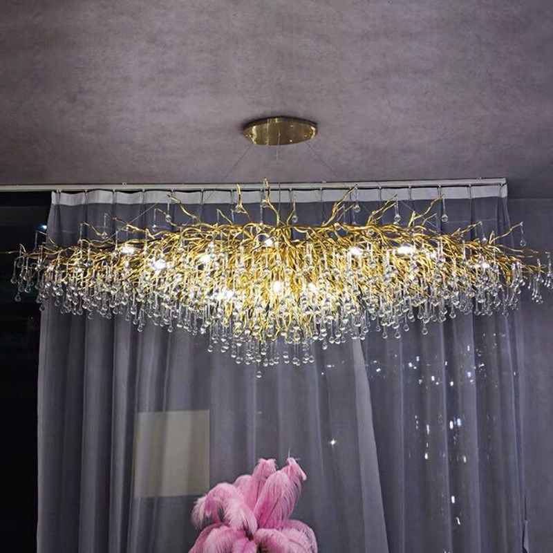 轻奢水晶吊灯意大利树枝仿生铝材大气客厅卧室法式欧式水滴设计师