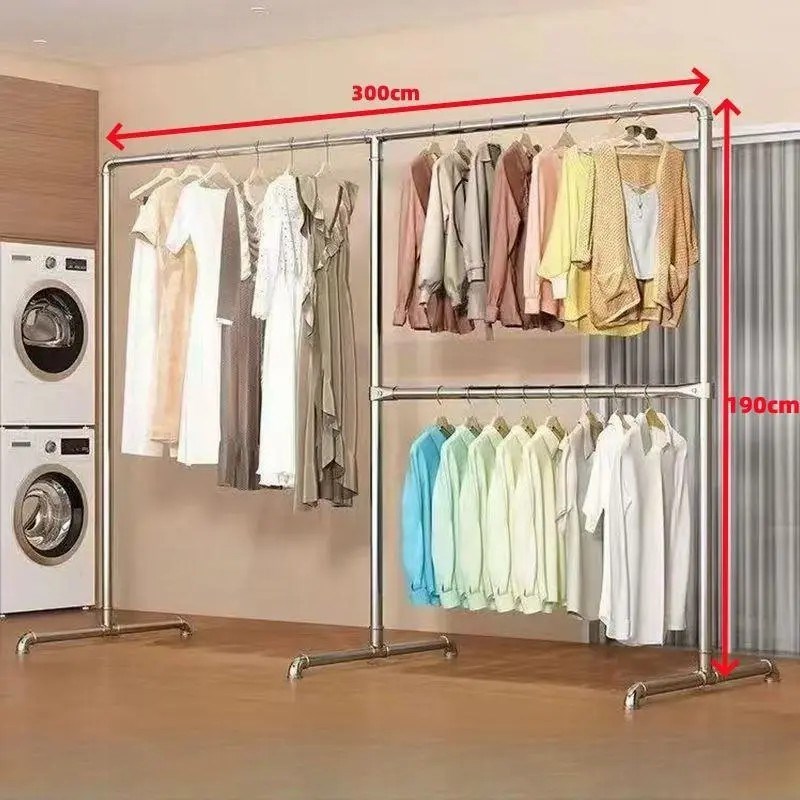 加厚加粗钢管晾衣架凉衣架晒衣杆阳台卧室家用可移动落地晒被水管