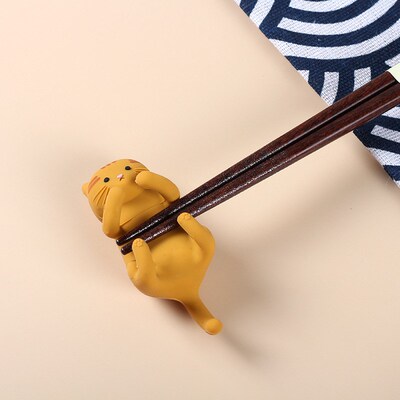 石田Ishida日本进口猫筷天然木筷子 防滑耐用 洗碗机可用日式餐具