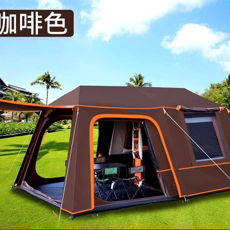 帐篷 户外全自动二室一厅野营双层加厚铝杆5-8-10多人超大防暴雨