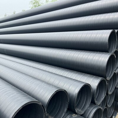 HDPE双平壁钢塑复合缠绕排水管地埋市政聚乙烯SN8DN300钢塑复合管