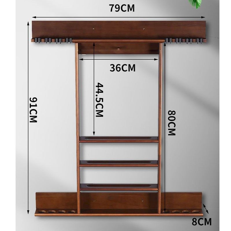台球杆架架杆用品台球杆架子棕色壁挂式台球架杆器桌球杆支架架杆