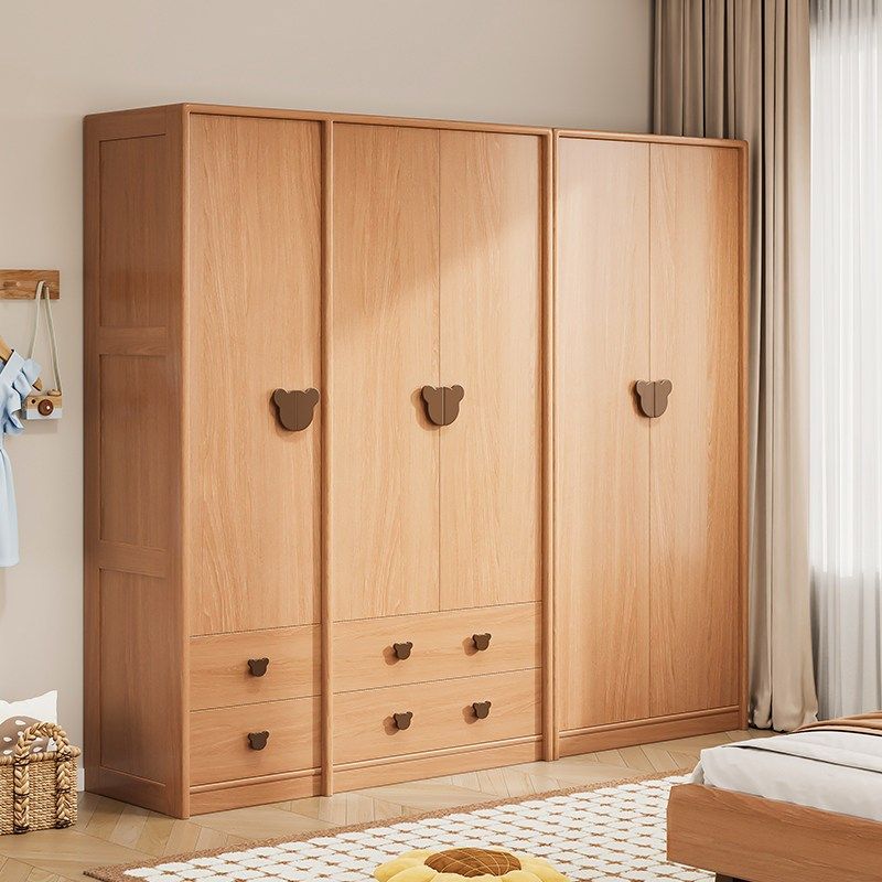 儿童衣柜家用卧室橡木原木男孩收纳柜定制两门小户型双门女孩衣橱
