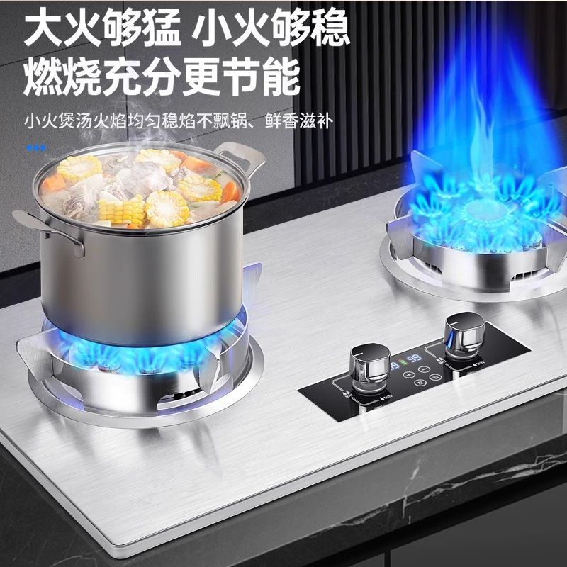 申花家用燃气灶双灶不锈