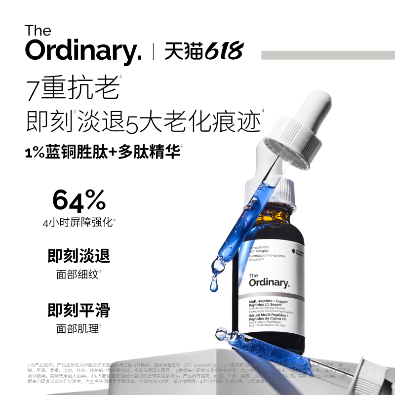 The Ordinary研度公式1%蓝铜胜肽多肽精华修护屏障促胶原淡纹抗皱